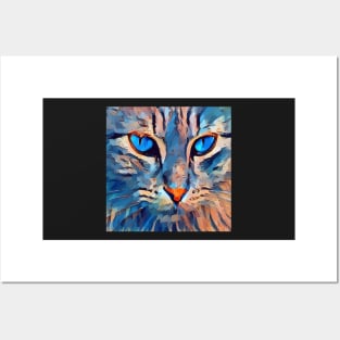 Cat Pop Art Kitty Lover Graphic Face Masks, Design Apparel & Home Decor Posters and Art